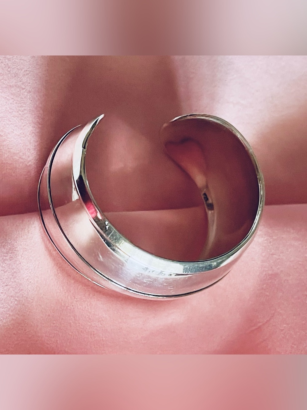 SILVER 925 CUFF BRACELET/ VINTAGE 
STERLING / MODERNIST /SIZE 7" /41 GRAM WEIGHT